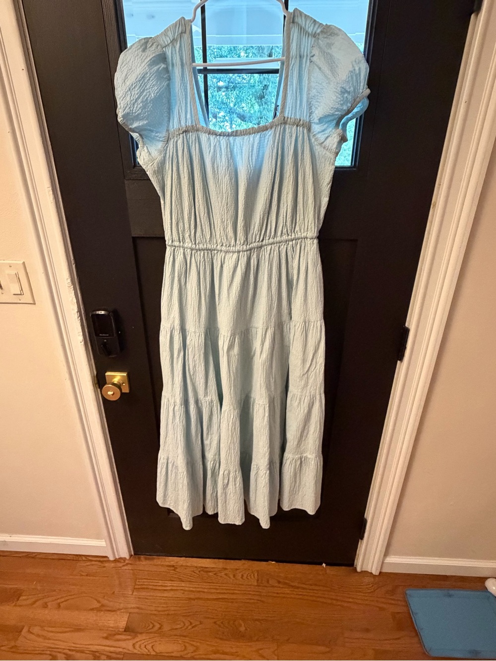 & Other Stories Pale Blue Puff-Sleeve Tiered Maxi Dress